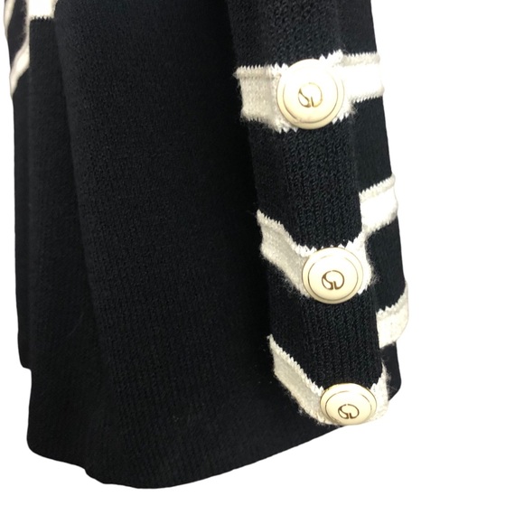 Women's St. John Collection By Marie Gray Black/White Striped Wool+ Sweater. 8 - Picture 14 of 16